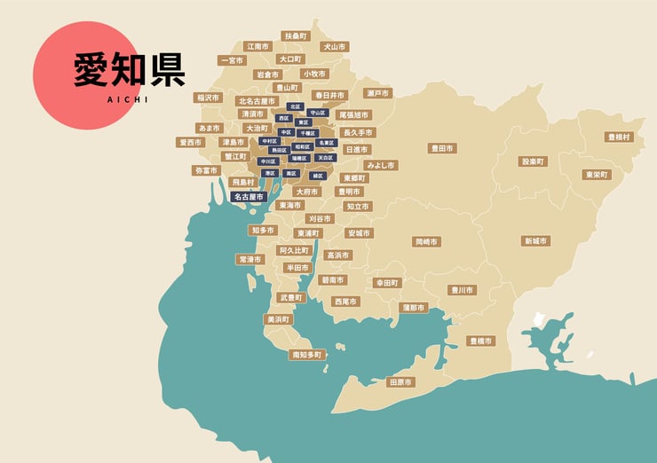 愛知県のビジネスフォン・クラウドPBX提案可能エリア