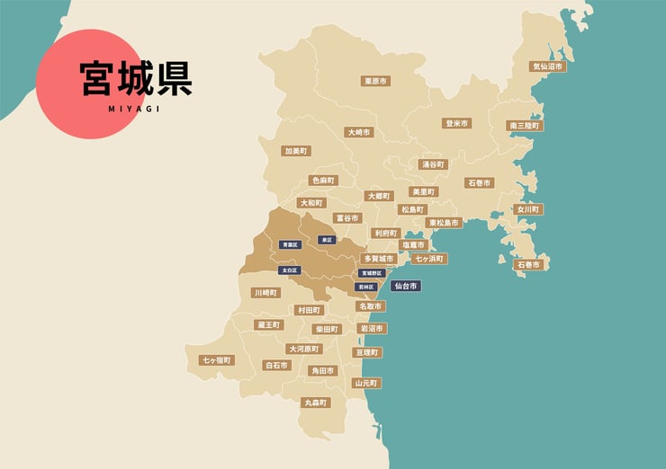 宮城県のビジネスフォン・クラウドPBX提案可能エリア
