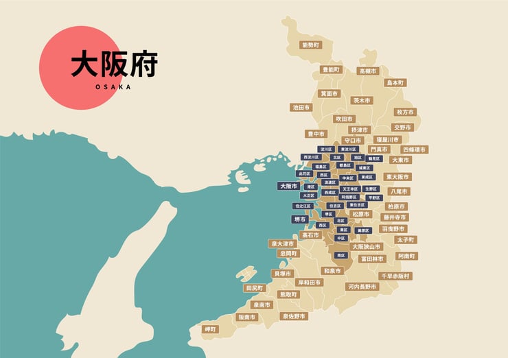 大阪府のビジネスフォン・クラウドPBX提案可能エリア