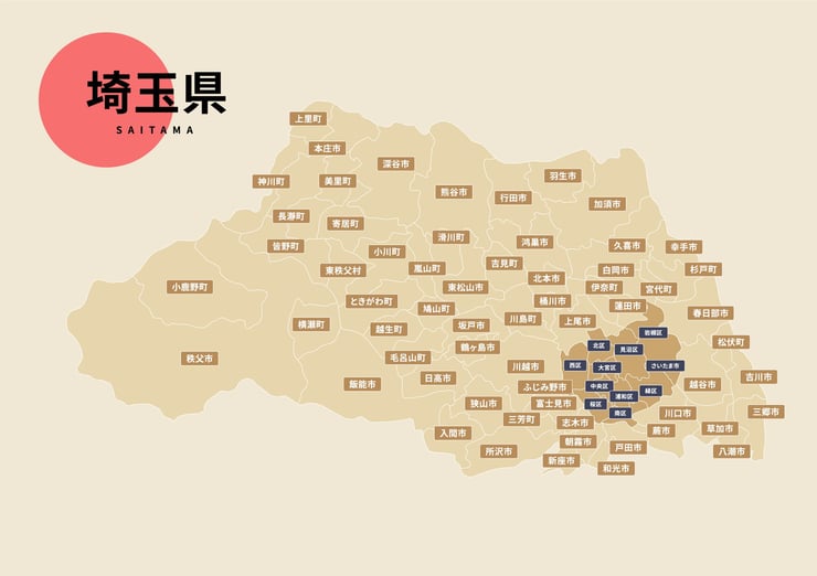 埼玉県のビジネスフォン・クラウドPBX提案可能エリア