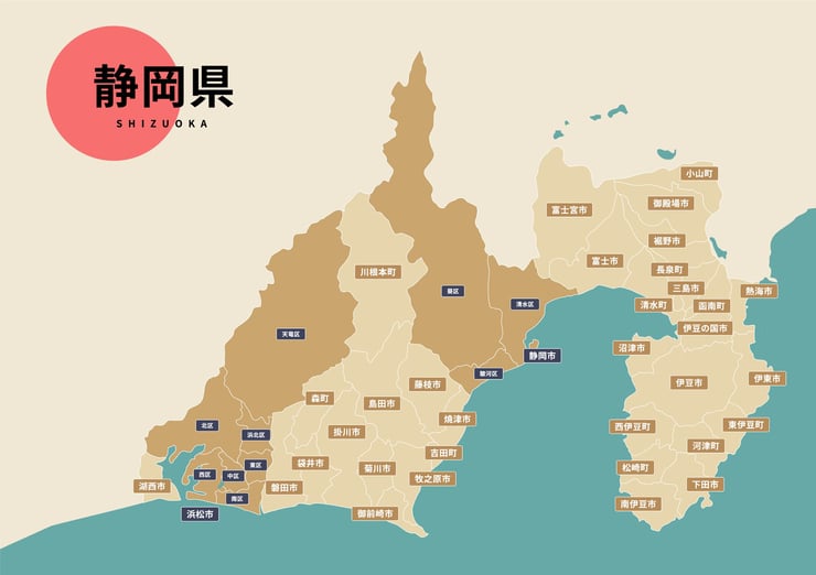 静岡県のビジネスフォン・クラウドPBX提案可能エリア