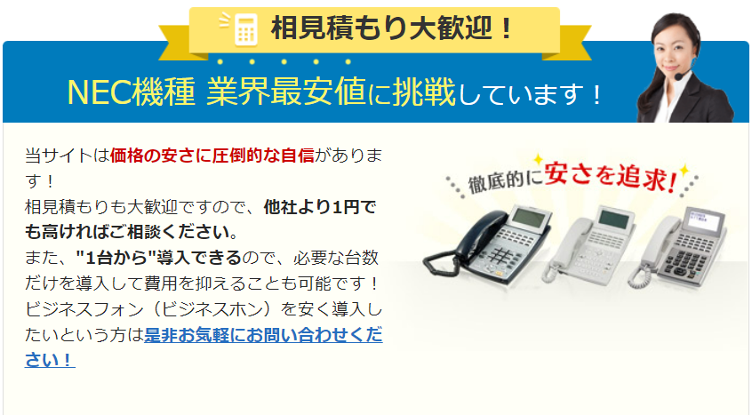 NEC（エヌイーシー）ビジネスフォン（ビジネスホン）・電話機と価格一覧｜ビジフォンドットコム