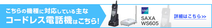 こちらの機種に対応している主なコードレス電話機はこちら！SAXA WS605 詳細はこちら>>
