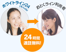 ホワイトライン24（モバイル）、おとくライン利用者間の24時間通話無料！